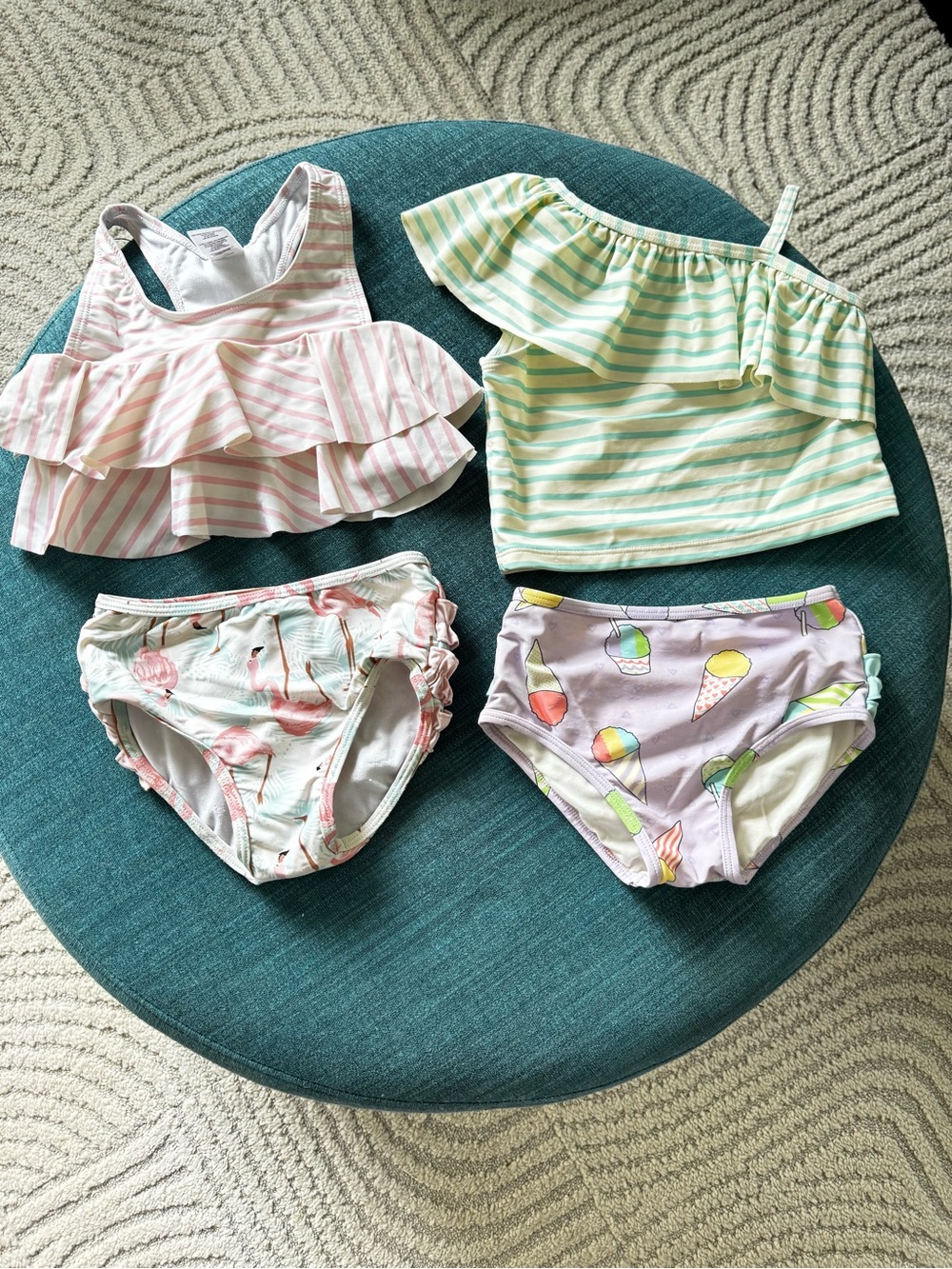 Girls Ruffle Butts 2-Piece Swimsuit Set of 2- Pink, Green, Purple